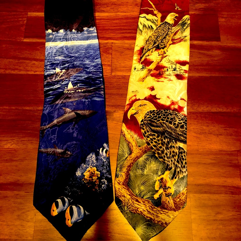 Lot of two 100% pure silk Endangered Species ties